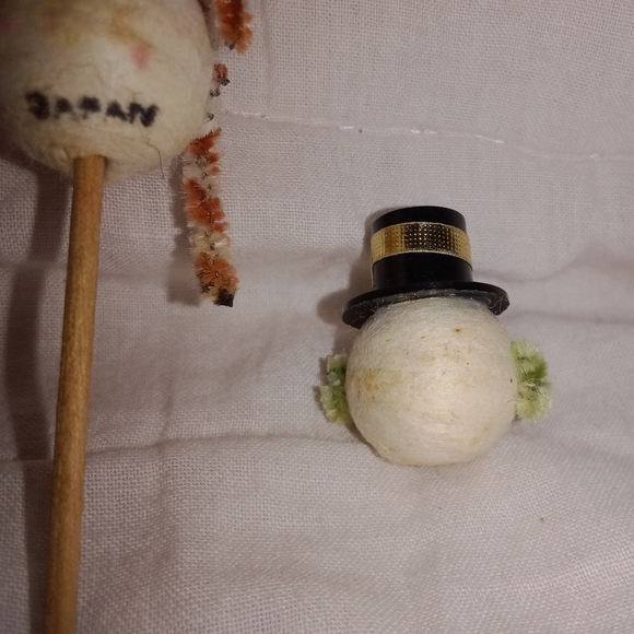 Mid Century Modern Christmas Cotton Spun Santa Snowman Cake Cupcake Topper Lot - Picture 9 of 9